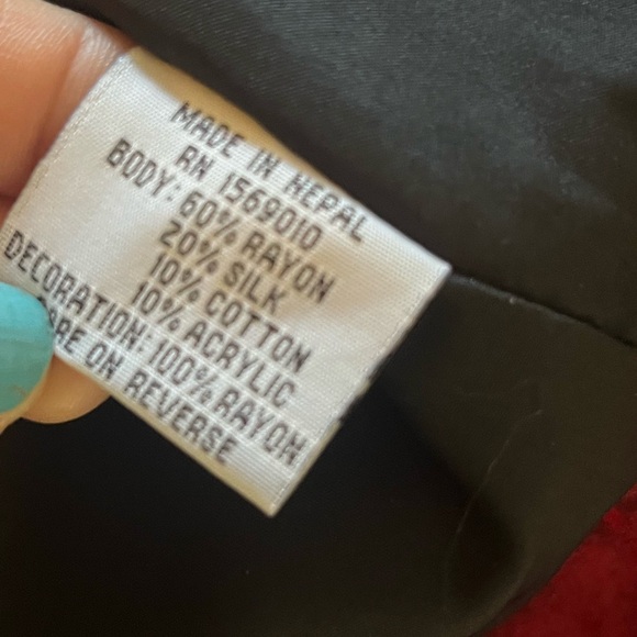 Yak Magik Red & Orange Textured Silk Blend Tweed Fringe Women’s Blazer S - Picture 8 of 8